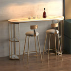 Modern Black Gold Stone Metal Storage Oblong Bar Tables