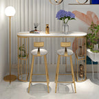 Modern Black Gold Stone Metal Storage Oblong Bar Tables