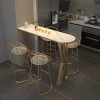 Glam White Stone Gold Iron Free Form Bar Tables for Kitchen