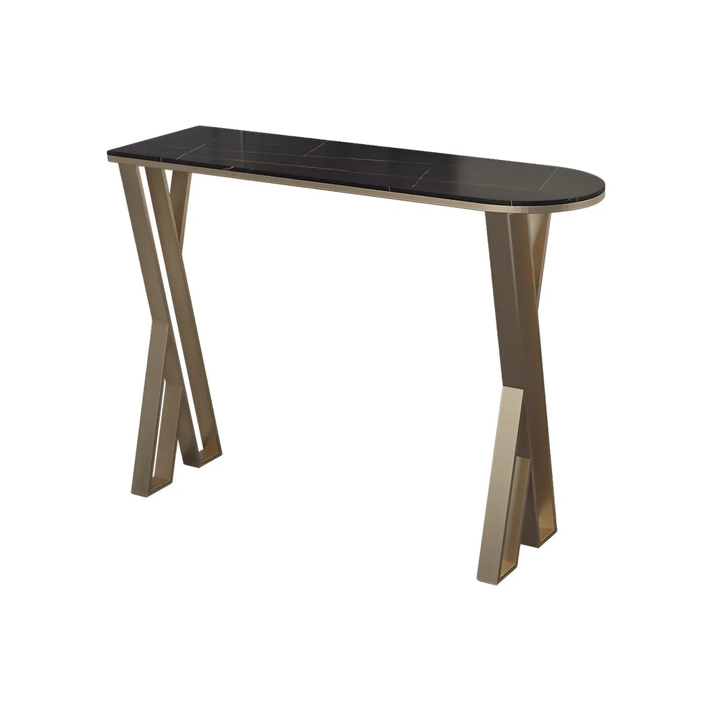 Glam White Stone Gold Iron Free Form Bar Tables for Kitchen