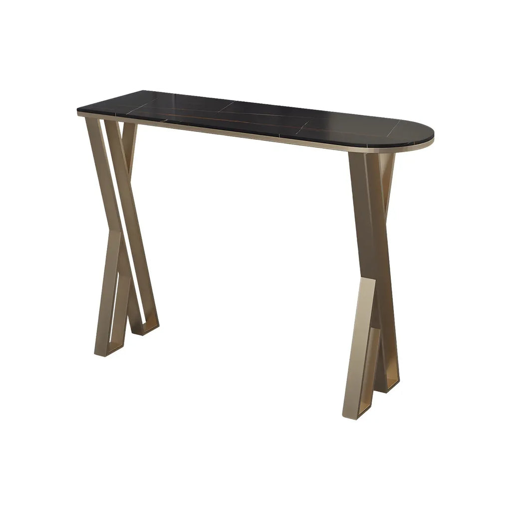 Glam White Stone Gold Iron Free Form Bar Tables for Kitchen