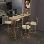 Glam White Stone Gold Iron Free Form Bar Tables for Kitchen