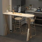 Glam White Stone Gold Iron Free Form Bar Tables for Kitchen