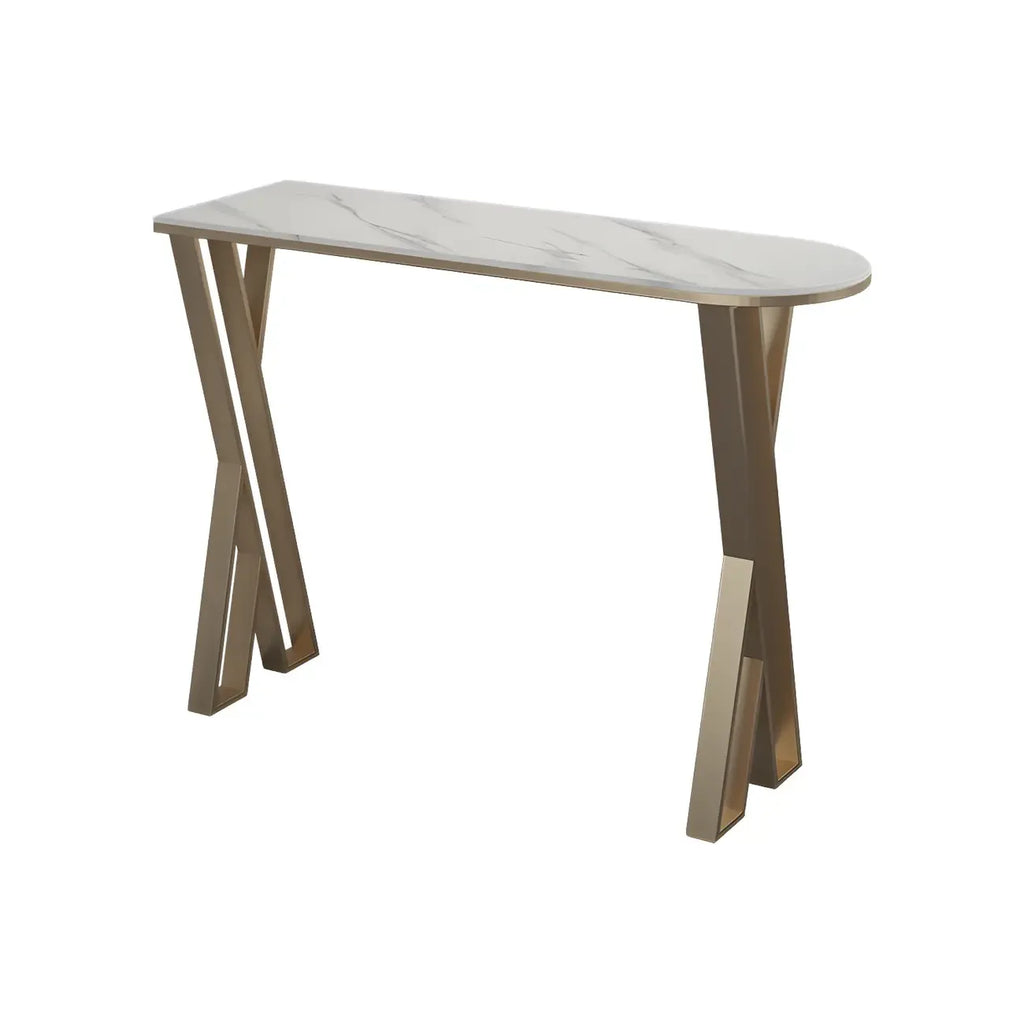 Glam White Stone Gold Iron Free Form Bar Tables for Kitchen