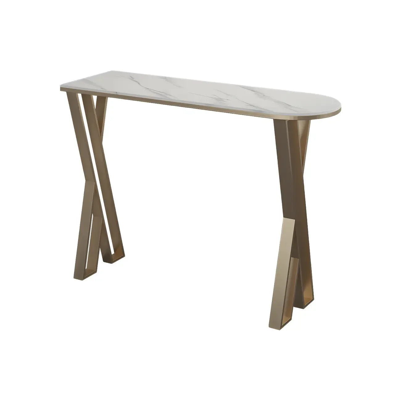 Glam White Stone Gold Iron Free Form Bar Tables for Kitchen