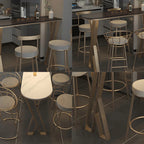 Glam White Stone Gold Iron Free Form Bar Tables for Kitchen