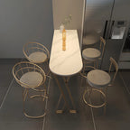 Glam White Stone Gold Iron Free Form Bar Tables for Kitchen