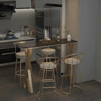Glam White Stone Gold Iron Free Form Bar Tables for Kitchen