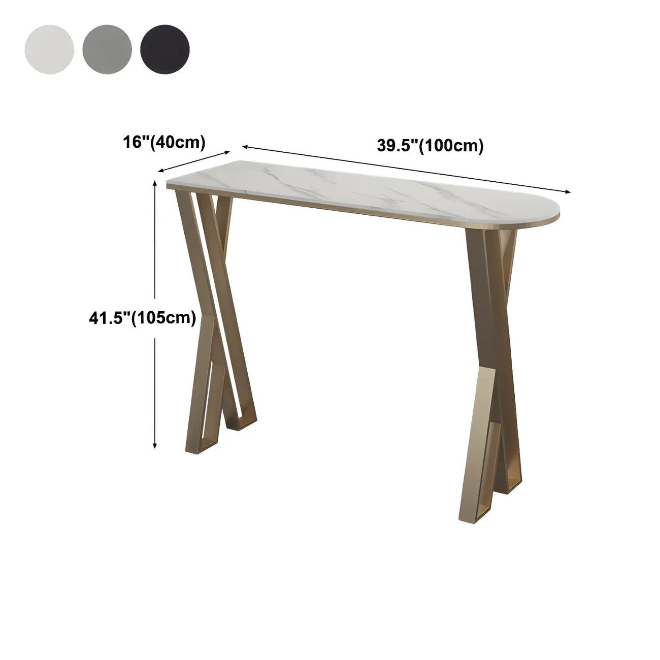 Glam White Stone Gold Iron Free Form Bar Tables for Kitchen