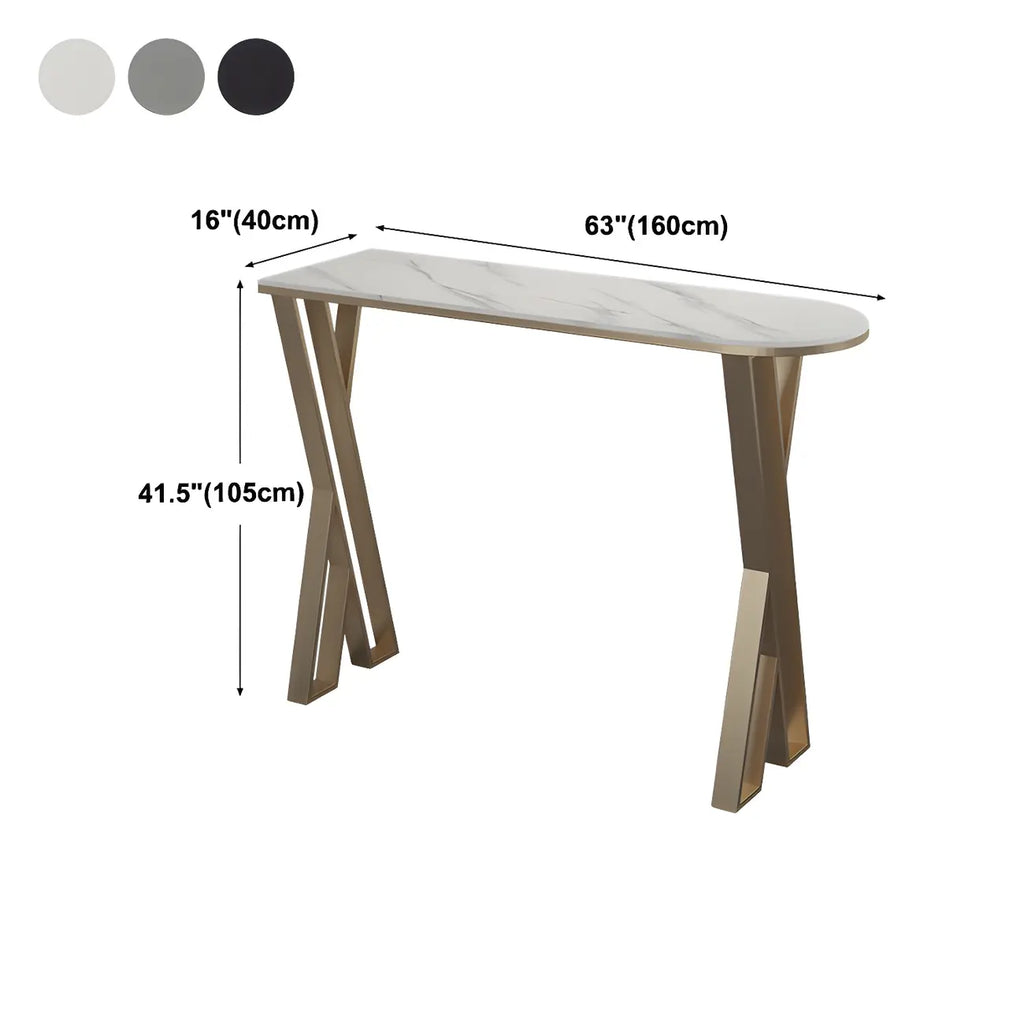 Glam White Stone Gold Iron Free Form Bar Tables for Kitchen