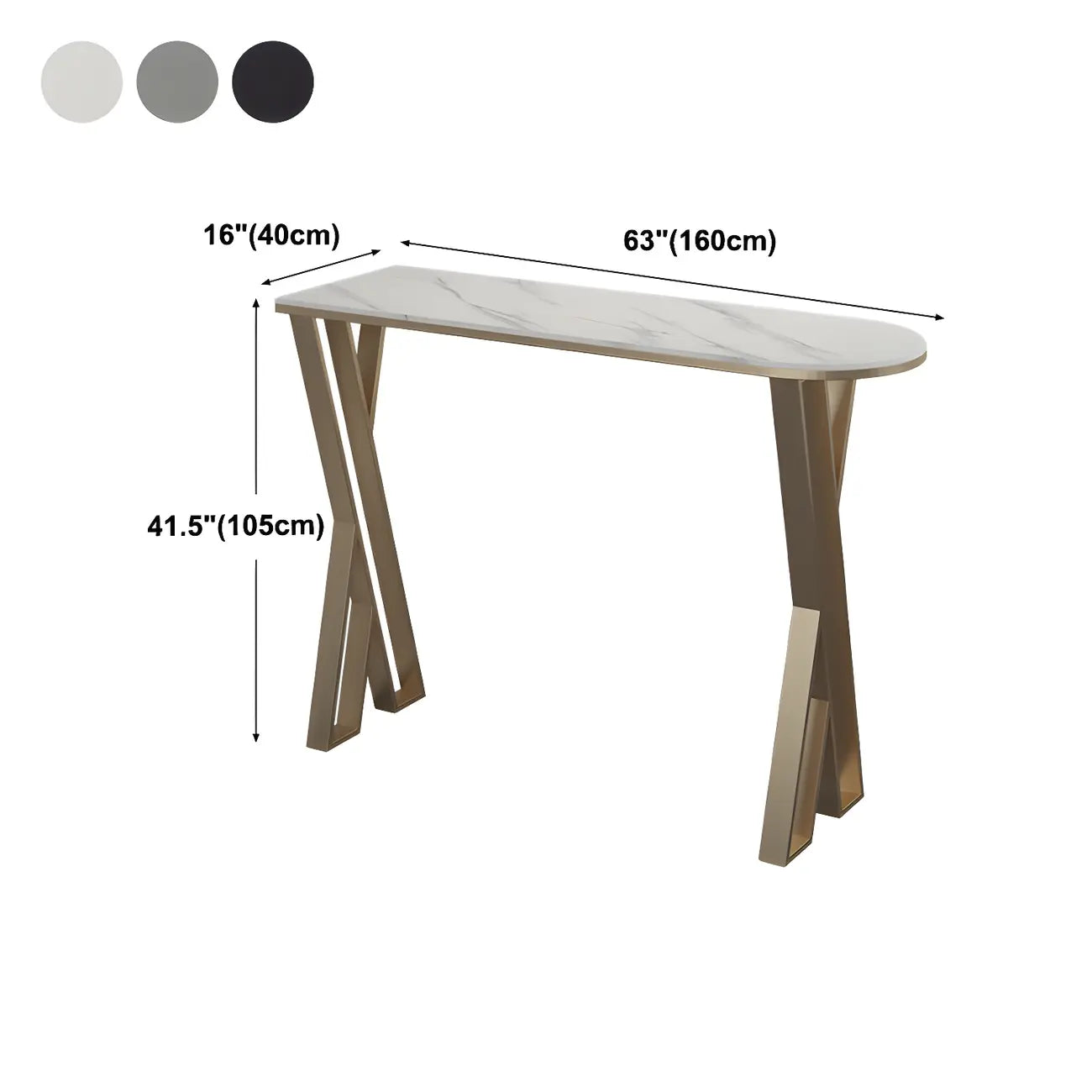 Glam White Stone Gold Iron Free Form Bar Tables for Kitchen