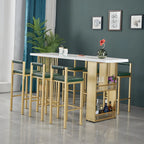 Glam Gold Wood Top Metal Shelf Bar Tables