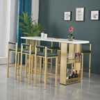 Glam Gold Wood Top Metal Shelf Bar Tables