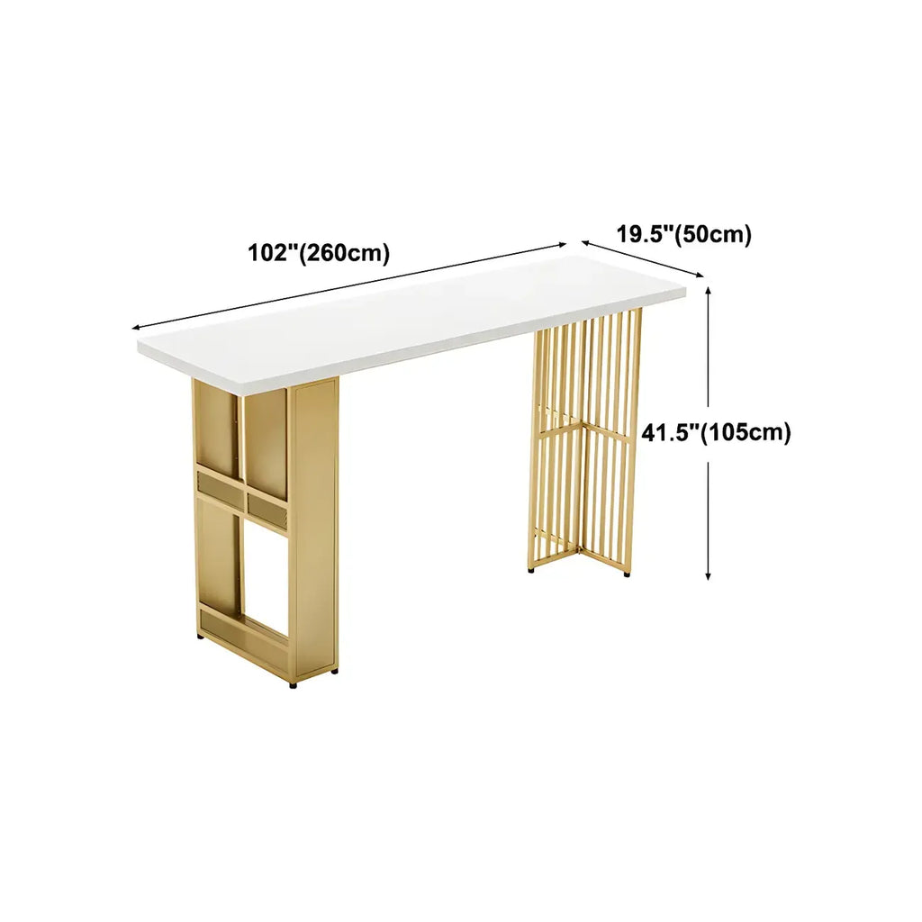 Glam Gold Wood Top Metal Shelf Bar Tables