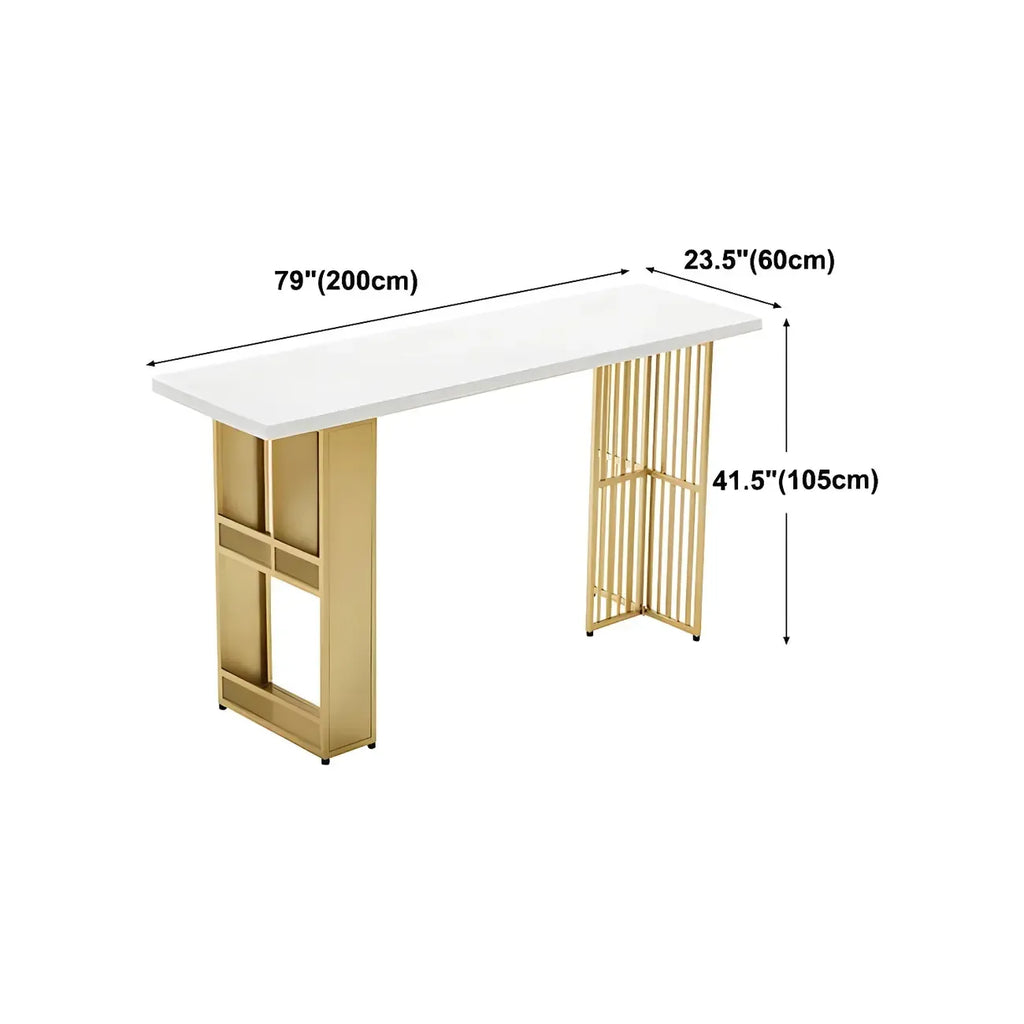 Glam Gold Wood Top Metal Shelf Bar Tables