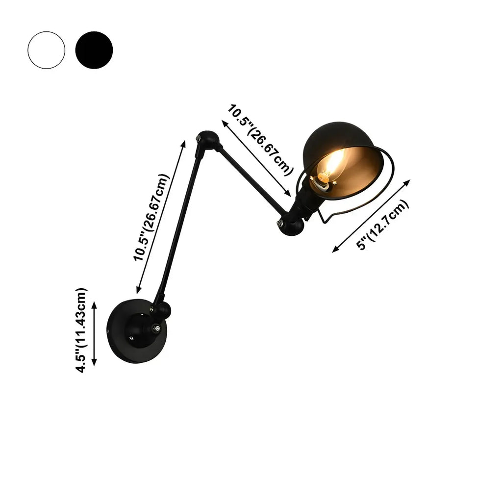 Industrial Metal Dome Adjustable Swing Arm Wall Light
