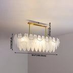 Adjustable Modern Glass Feather Island Chandelier in Gold