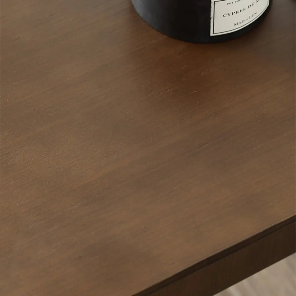 Convertible C-Shaped Walnut Wood Side Table with Storage