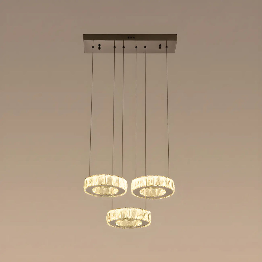 Elegant Crystal LED Kitchen Pendant Light with Remote