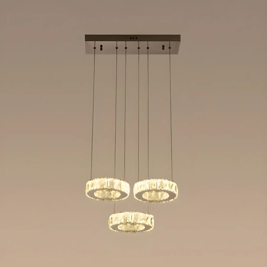 Elegant Crystal LED Kitchen Pendant Light with Remote