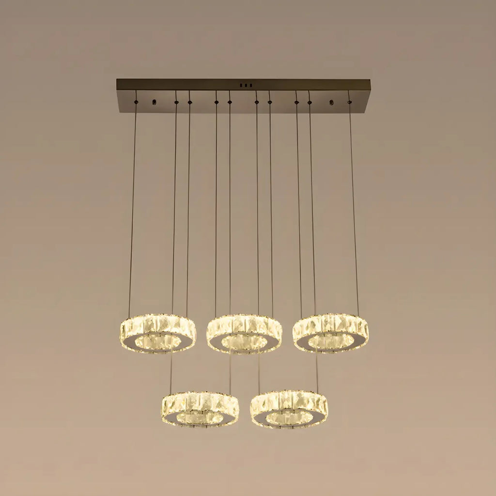 Elegant Crystal LED Kitchen Pendant Light with Remote