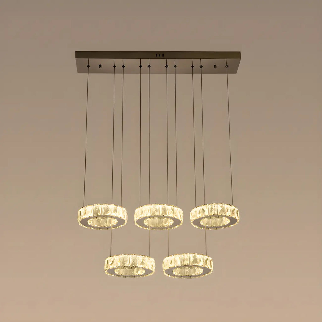 Elegant Crystal LED Kitchen Pendant Light with Remote