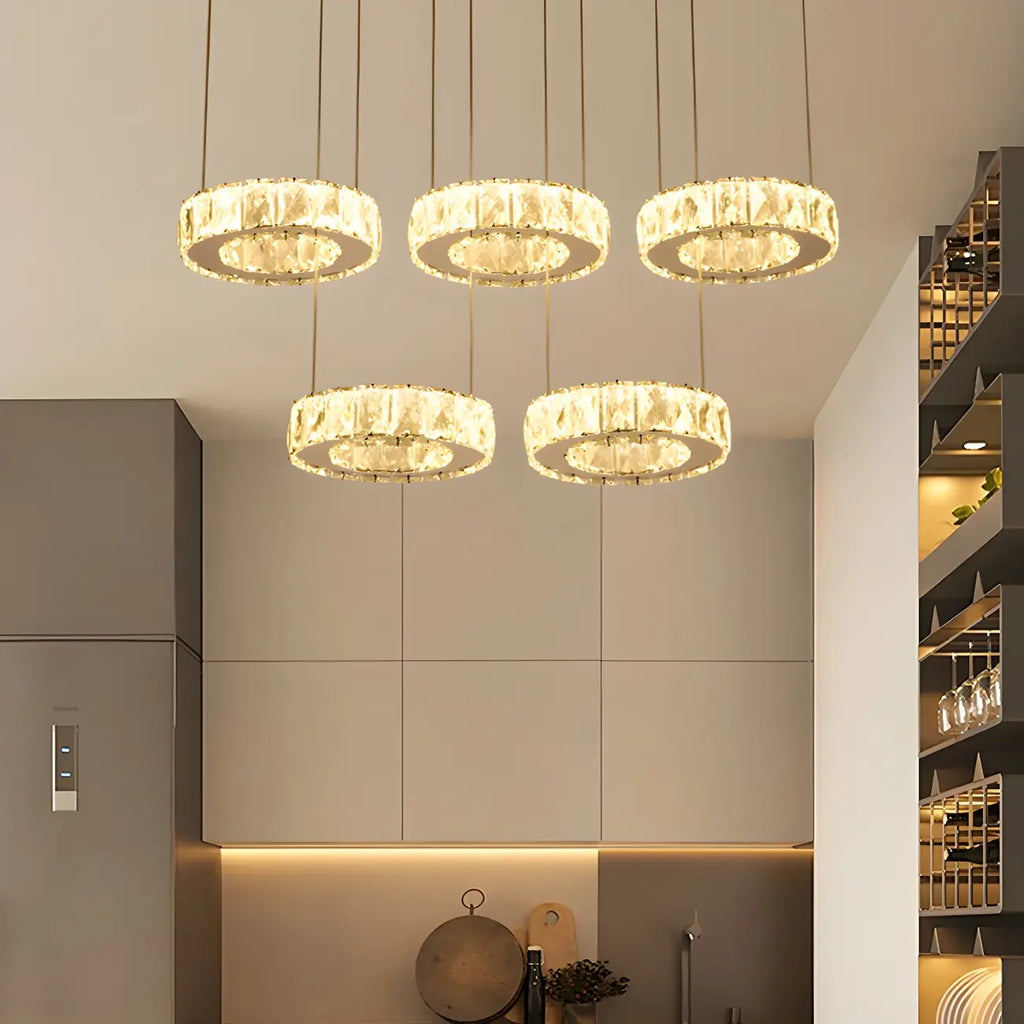 Elegant Crystal LED Kitchen Pendant Light with Remote