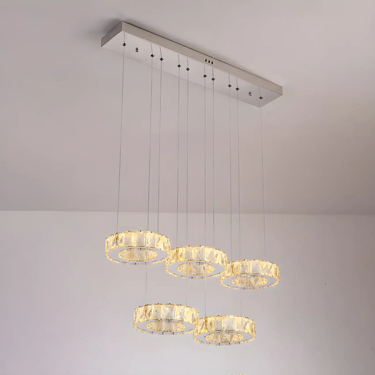 Elegant Crystal LED Kitchen Pendant Light with Remote