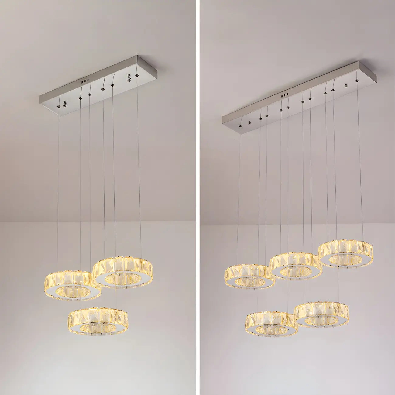 Elegant Crystal LED Kitchen Pendant Light with Remote