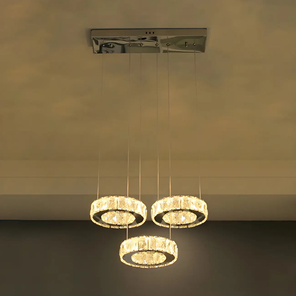 Elegant Crystal LED Kitchen Pendant Light with Remote