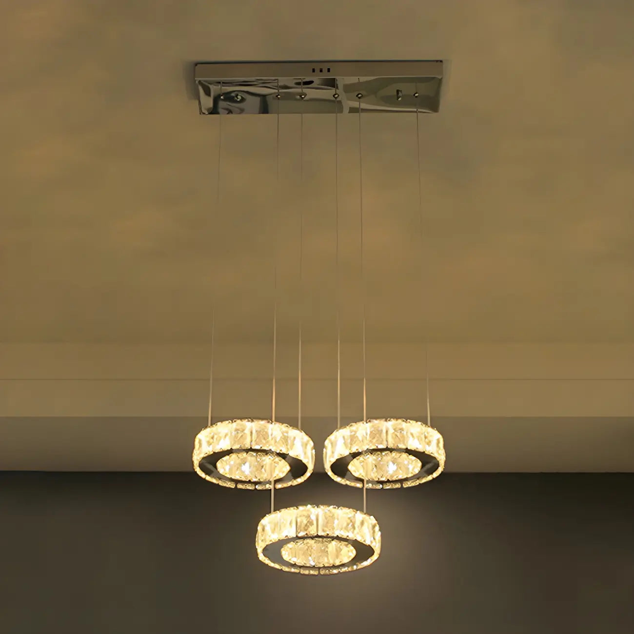 Elegant Crystal LED Kitchen Pendant Light with Remote