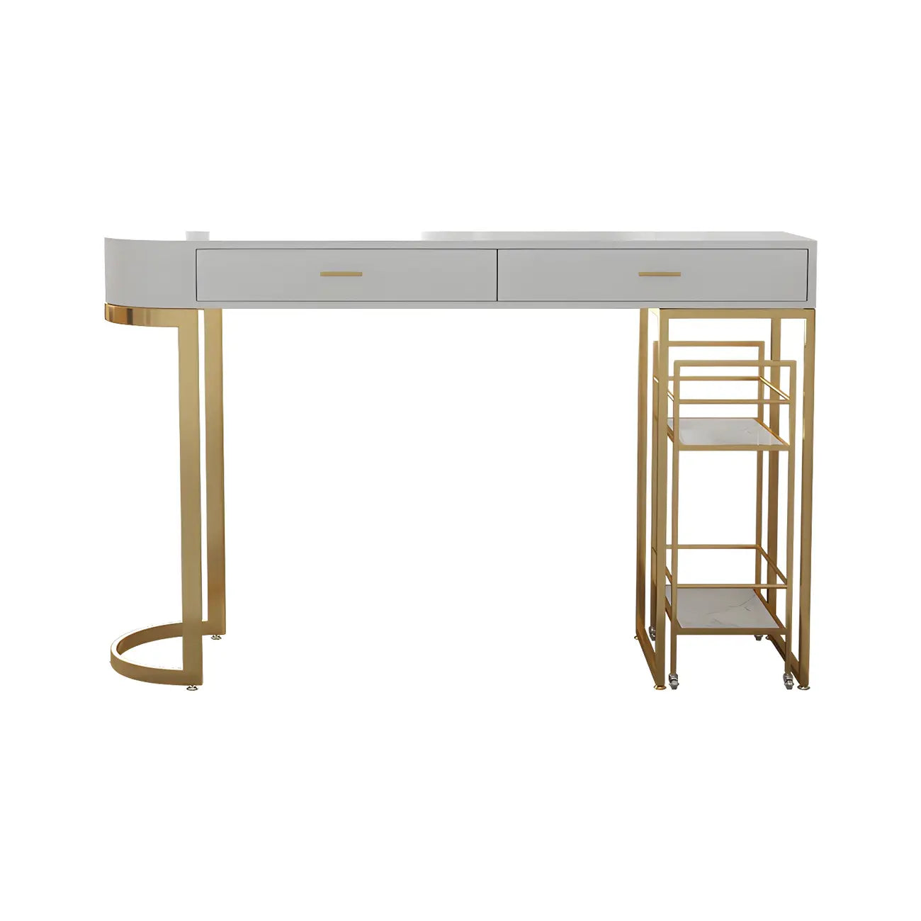 Glam White Free Form Gold Iron Storage Bar Tables
