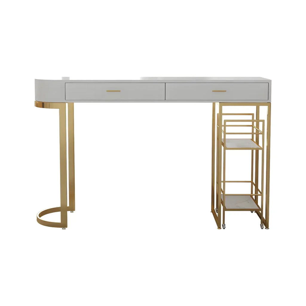 Glam White Free Form Gold Iron Storage Bar Tables