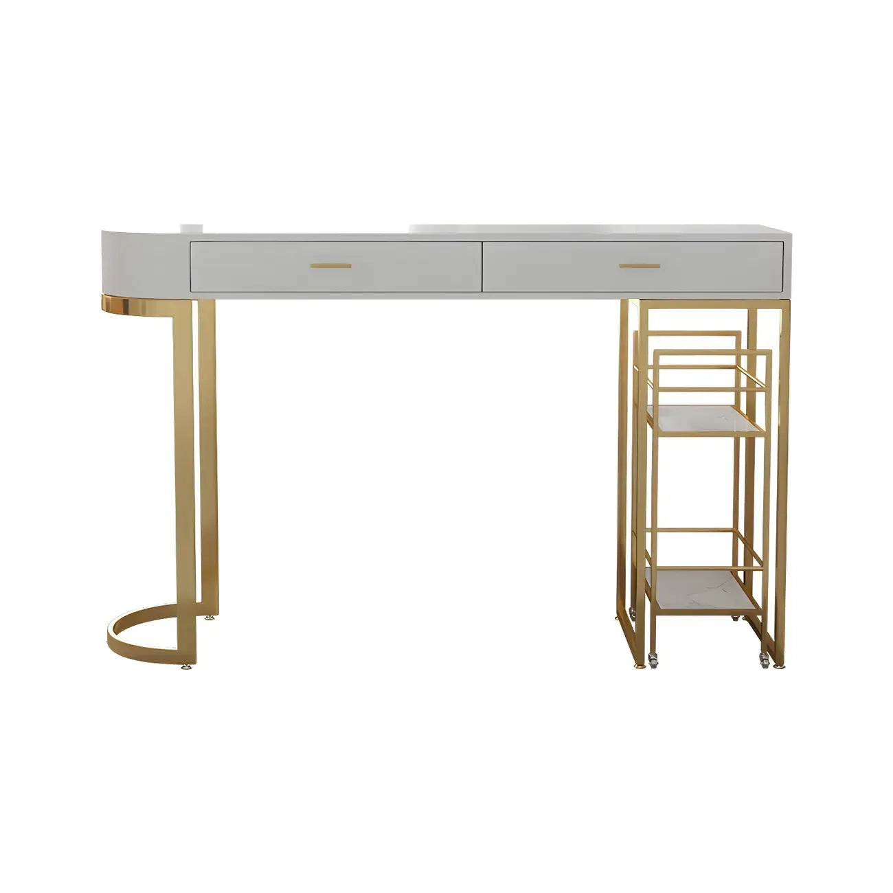 Glam White Free Form Gold Iron Storage Bar Tables