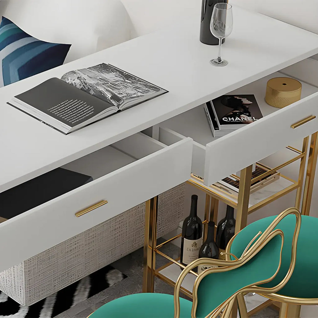Glam White Free Form Gold Iron Storage Bar Tables