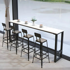 Rectangular White Marble Top Bar Tables with Iron Base