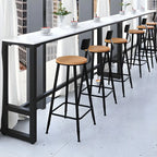 Rectangular White Marble Top Bar Tables with Iron Base