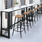 Rectangular White Marble Top Bar Tables with Iron Base