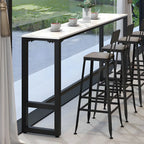 Rectangular White Marble Top Bar Tables with Iron Base