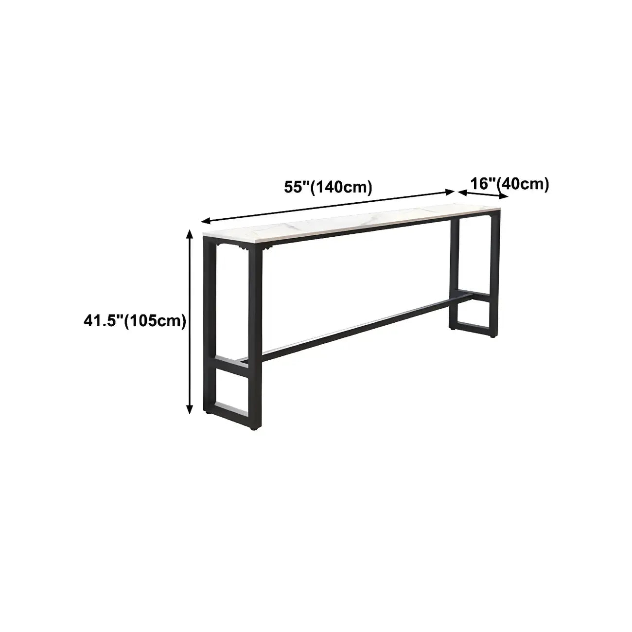 Rectangular White Marble Top Bar Tables with Iron Base