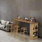 Modern Brown Gold Wooden Iron Storage Bar Tables