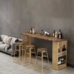 Modern Brown Gold Wooden Iron Storage Bar Tables