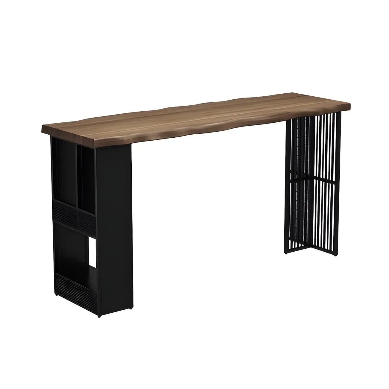 Modern Brown Gold Wooden Iron Storage Bar Tables