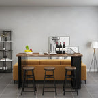 Modern Brown Gold Wooden Iron Storage Bar Tables