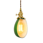 Vintage Green Glass Brass Rope Pendant Light Adjustable
