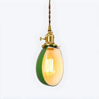 Vintage Green Glass Brass Rope Pendant Light Adjustable