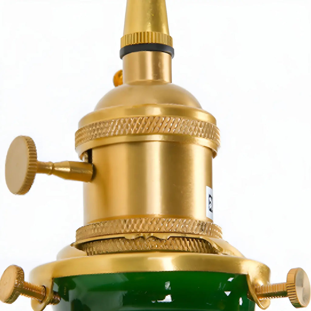 Vintage Green Glass Brass Rope Pendant Light Adjustable