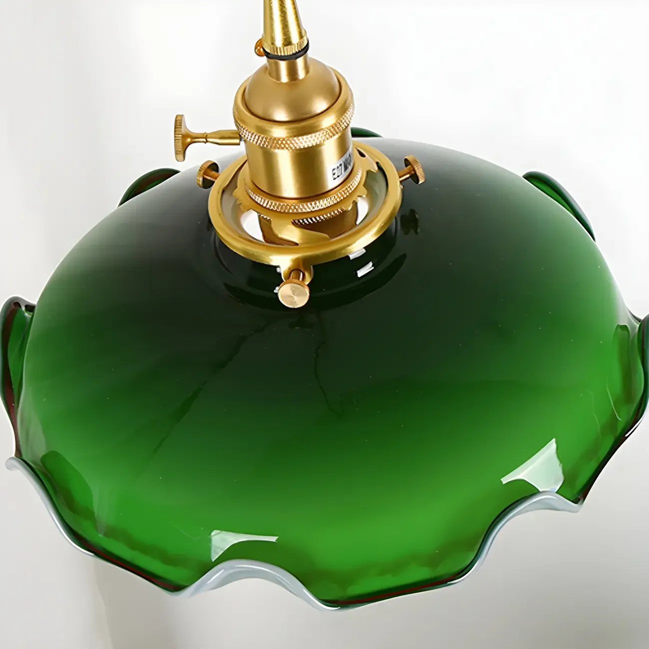 Vintage Green Glass Brass Rope Pendant Light Adjustable