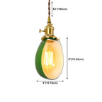 Vintage Green Glass Brass Rope Pendant Light Adjustable