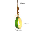 Vintage Green Glass Brass Rope Pendant Light Adjustable